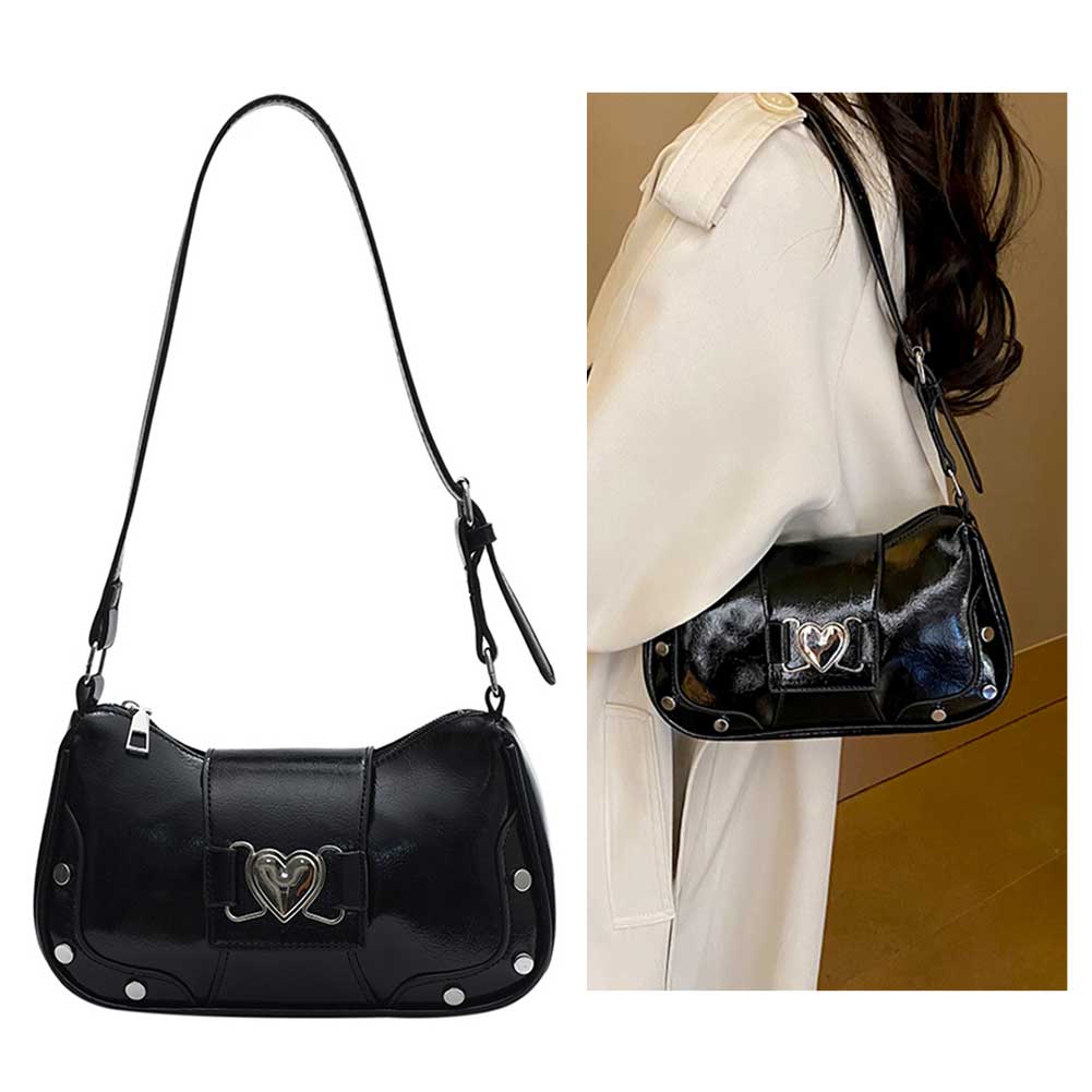 PU Leather Fashion Sling Bag Large Capacity Women Stylish Satchel Bags Adjustable Strap Y2K Solid Color Messenger Bag