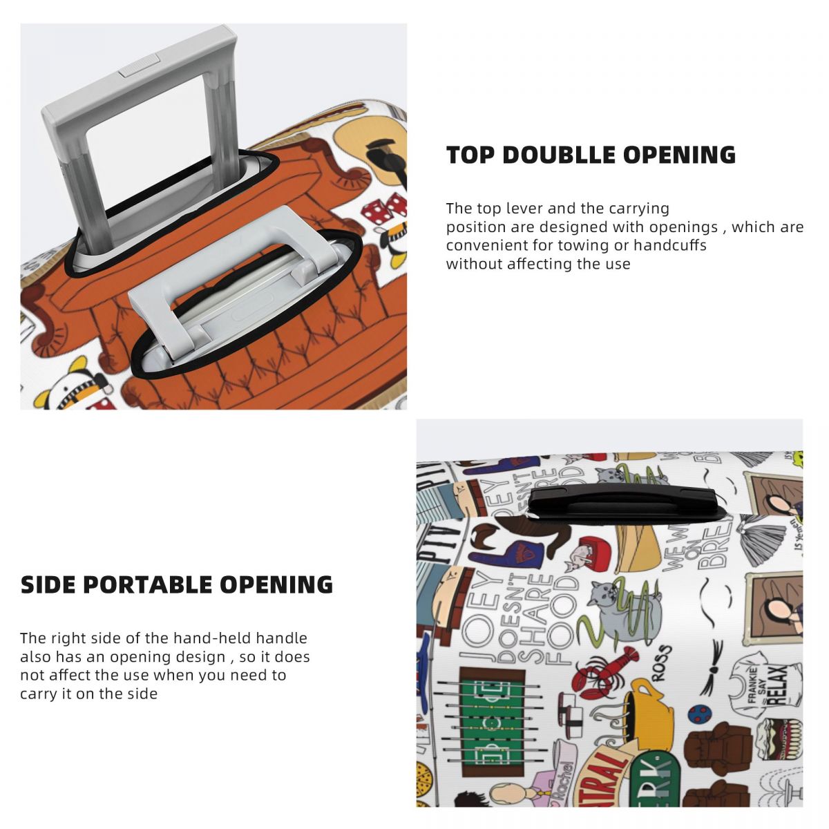 Friends Tv Show Print Suitcase Cover Travel Cruise Trip Holiday Elastic Luggage Case Protection