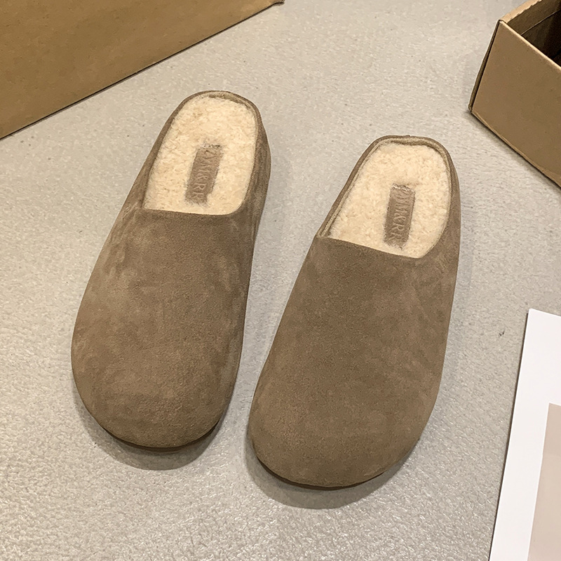 Fashionable Baotou Slippers for Women 2024 New Thickened Backless Hairy Shoes