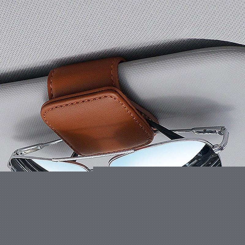Visor For Sunglass Clips ddmysmile Cars Leather Magnetic Eyeglass Hanger Clips Universal Reusable Glasses Car Holder Sun Visor Card Smile