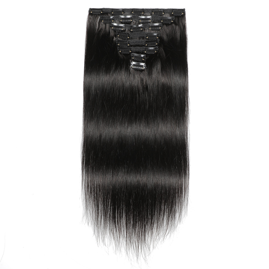 Malaysian Human Hair Clip In Hair Extensions Silky Straight 10-26inch Natural Color 2# 4# P4/27 Piano Color Peruvian Virgin Hair