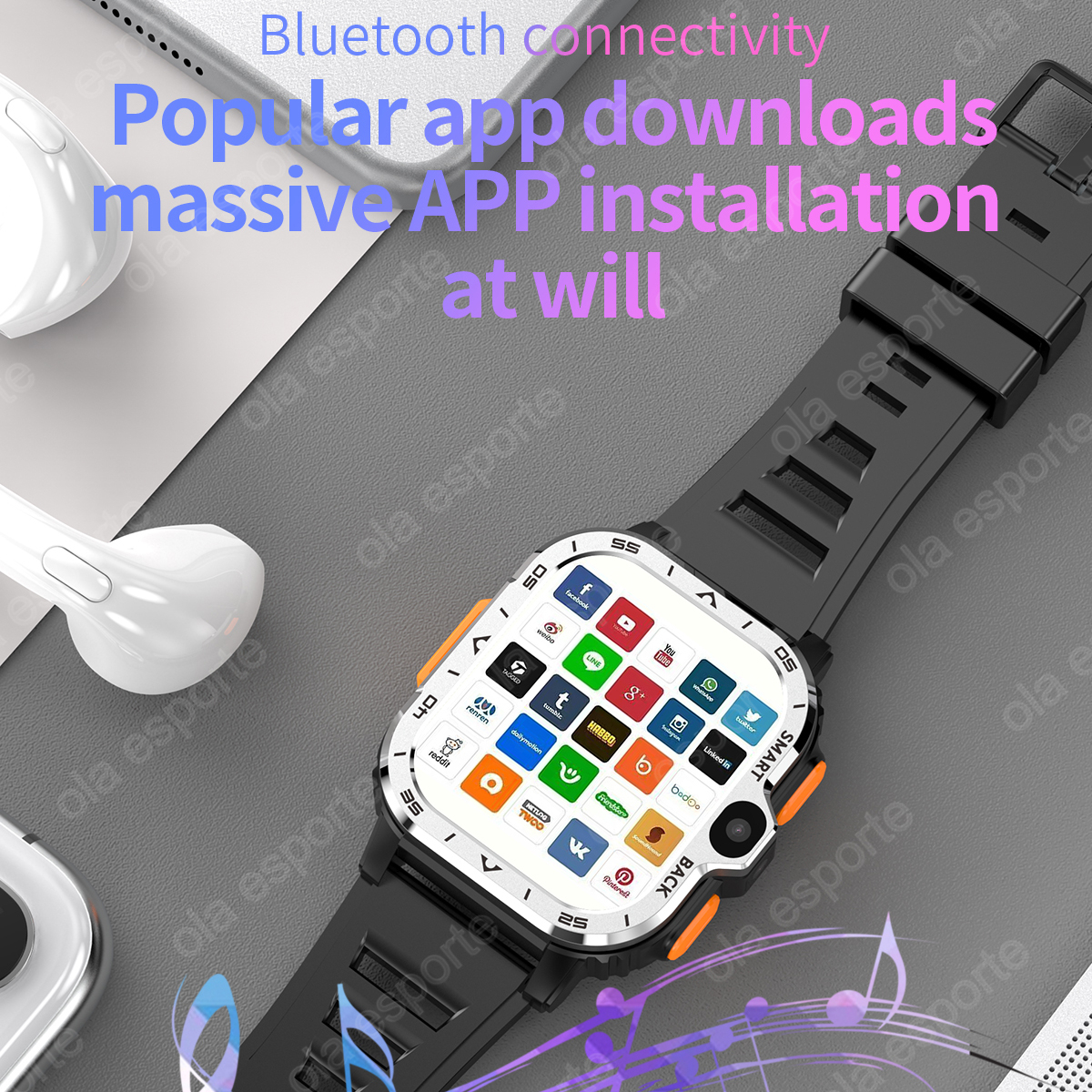 For SmartWatch New 4G/5G Women Men Bluetooth Call Support APP Download GPS SIM Card Wifi NFC 200W+800W Dual HD Camera SmartWatch smile 200W+800W