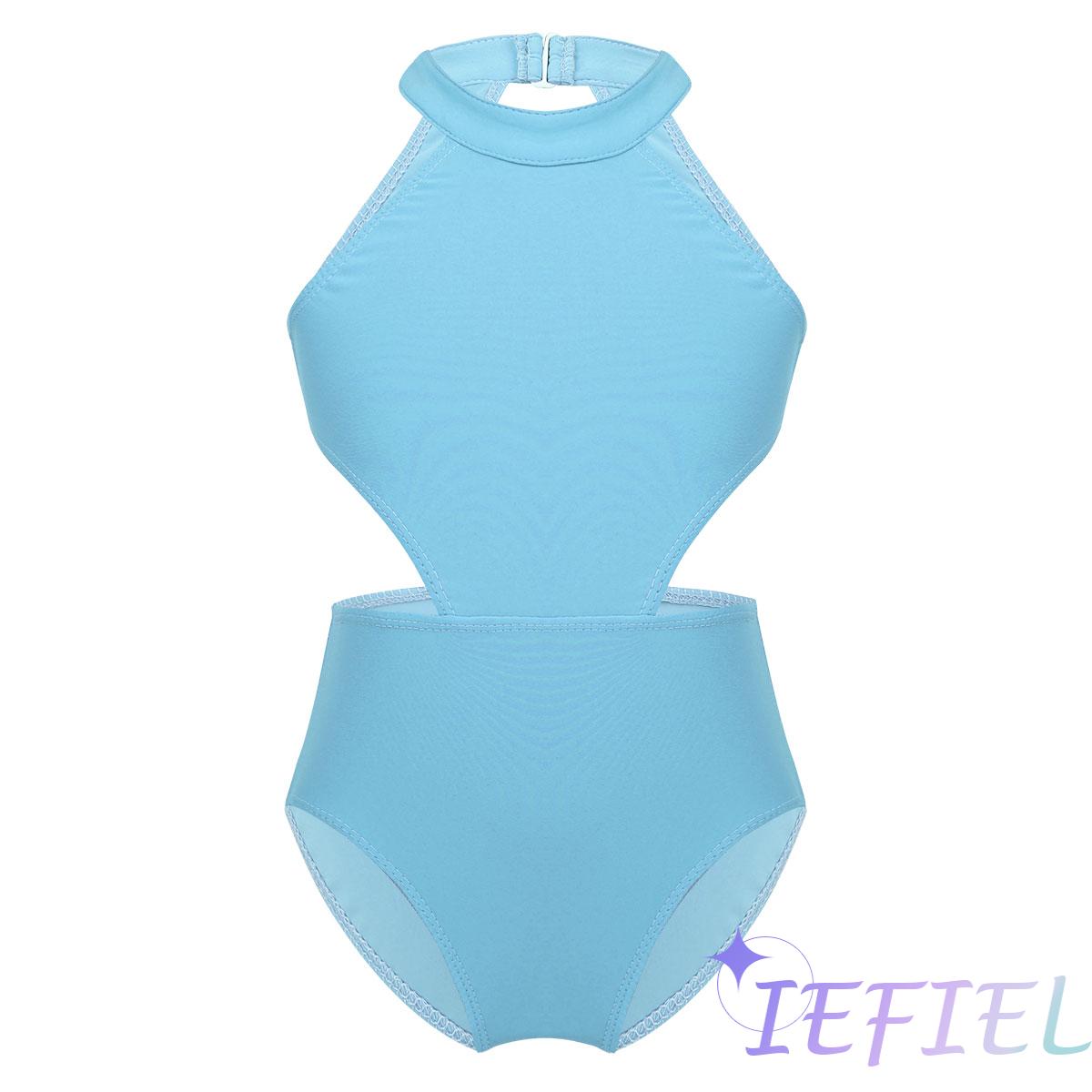Kids Girl Gymnastic Ballet Jazz Dance Leotard Halter Hollow Waist Dancing Leotard Child Practice Stage Dance Costume Dancewear