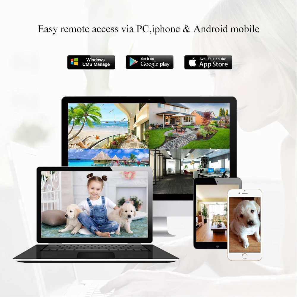 IP Cameras AZISHN 4CH H.265+1080P 48V POE 2MP NVR CCTV Camera System Outdoor Security 1080P IP Camera P2P Video Surveillance System NVR Kit 240413