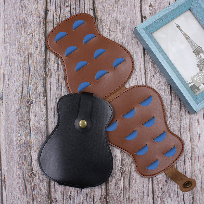 Leather 2024 New PU Key Chain Guitar Picks Holder Keychain ddmysmile Plectrums Bag Case Supplies Guitar Strap Guitar Neck Smile
