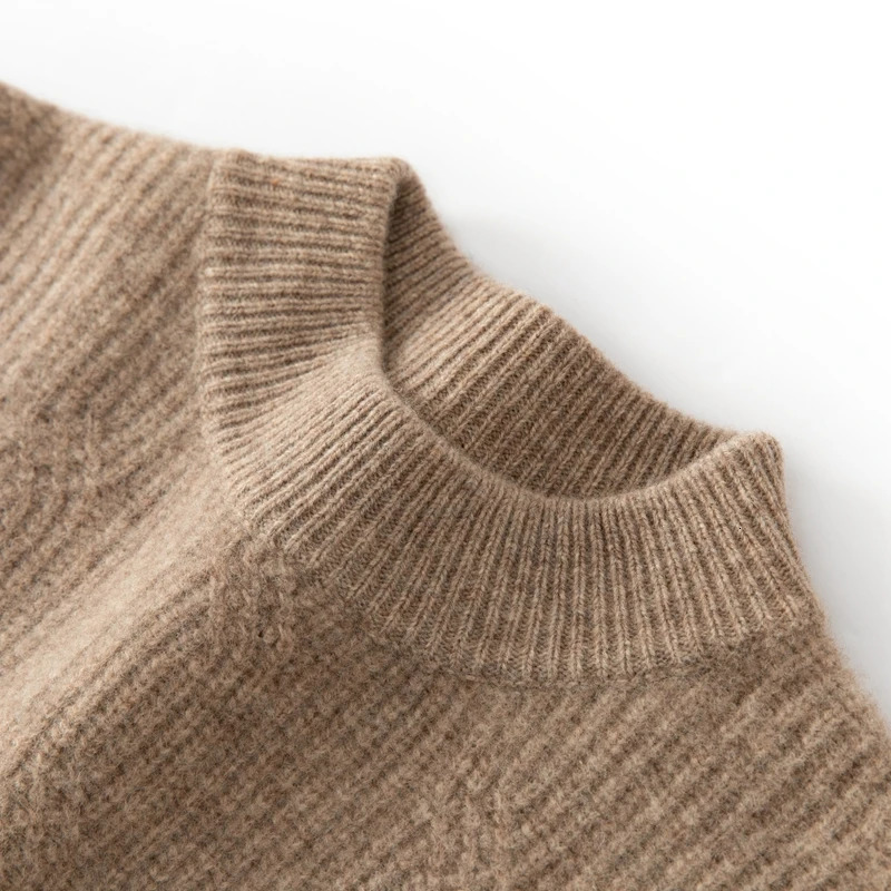 Mens Winter Round Neck Thick Package Knitted Fried Dough Twisted Jacquard Sweater 100% Wool Loose Knitted Hoodie 241113