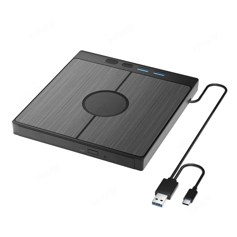 7 in 1 External CD/DVD Drive CD Burner with 2 USB/Type-C Ports USB 3.0 CD/DVD Disk Drive Player Burner Reader Writer for Laptop