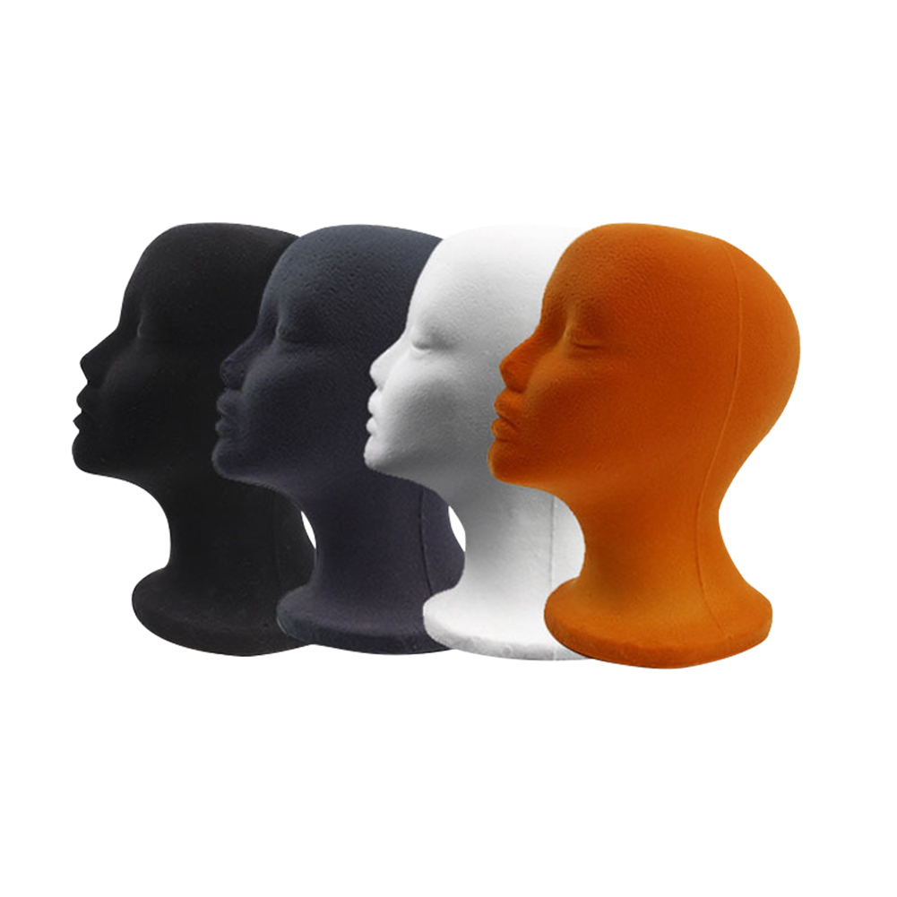 EPS Flocking Lady Mannequin Head Model Wigs Glasses Hat Display Holder Stand Professional Training Foam Mannequin Head