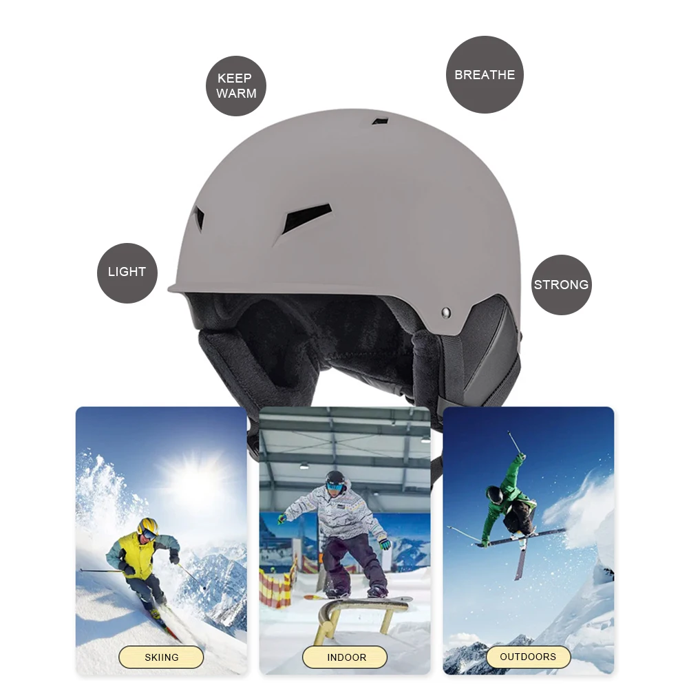 Professional Snowboard Helmet with 8 Vents Integrally Molded Helmet ABS EPS Shockproof for Outdoor Snow Sports