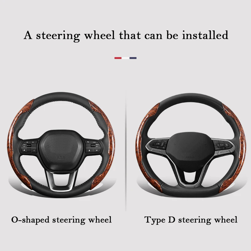 Steering Wood Universal Car Wheel Cover ddmysmile D-Shaped Round Steering Wheel Protective Cover Anti Slip Auto Interior Accessories Smile