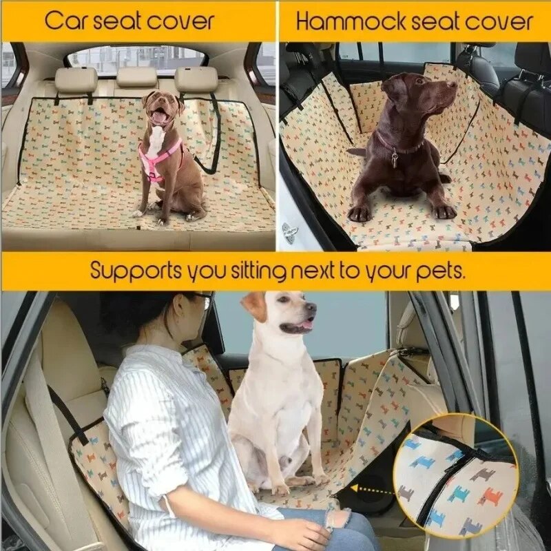 Waterproof Pet Dog Car Seat Cover Protector Printed Scratchproof Car Back Seat Cover Protector Pad with Printing for Dogs Travel