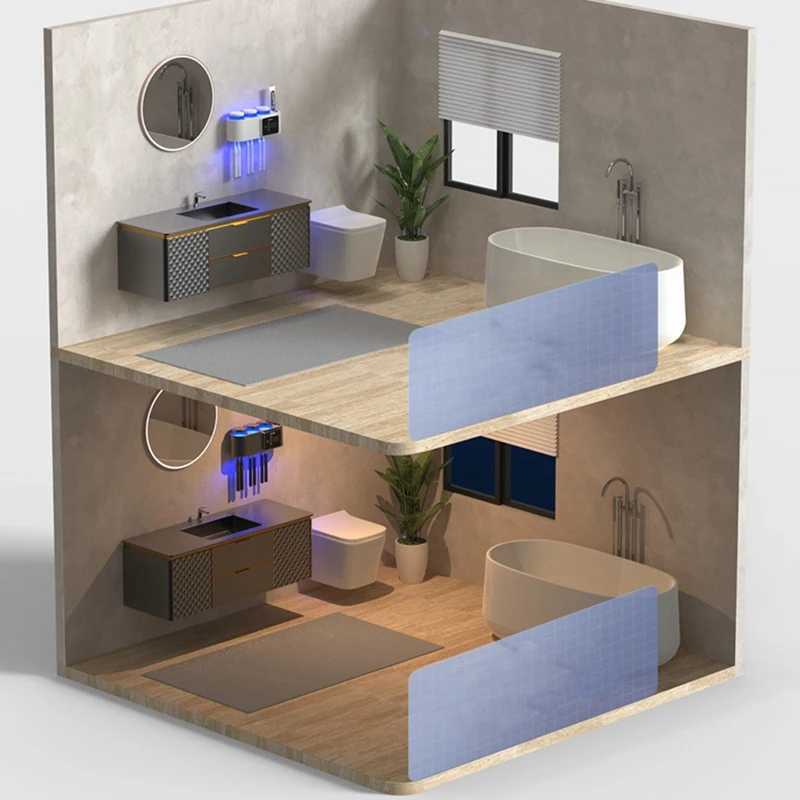 Toothbrush Sanitizer Toothbrush Sanitizers Bathroomtoothbrush Holder Wall Mounted No Drilling Required With 6 Slot Smart Toothbrush Organizer Durable 