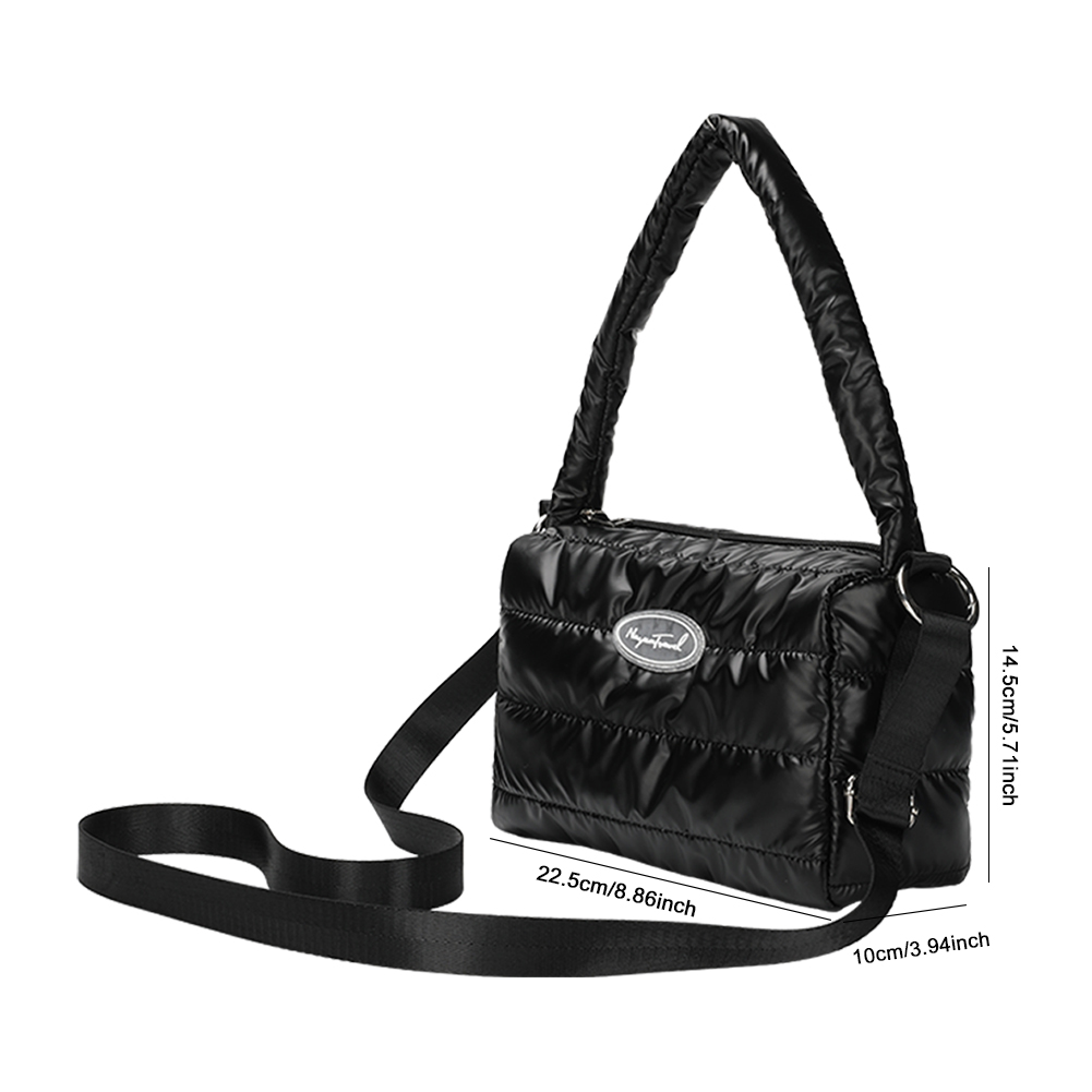 Fashion Quilted Cotton Crossbody Bags Brand Women Padded Bags Solid Color Shoulder Top Handle Bags Female Daily Handbags Shopper