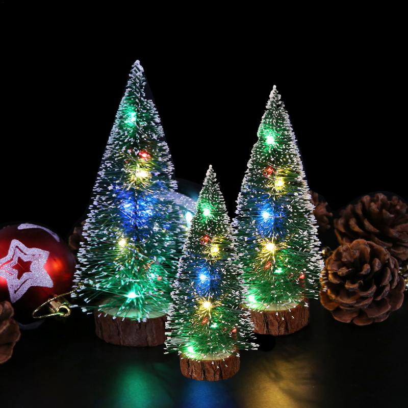 Tree Christmas Mini 3pcs Desktop LED Christmas Tree Desktop Ornament For Bedroom Bookshelf Garden Kids Room Dorm And More smile