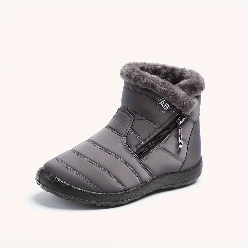 Elegant Non-Slip Women's Snow Boots: Cozy Thick Insulation, Geometric Charm, Round Toe Comfort, & Easy Zip