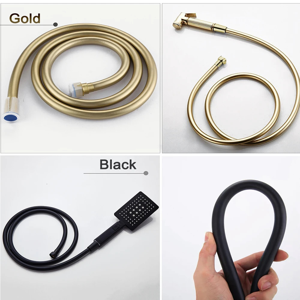 Shower hose 1.2m 1.5m 2m bathroom water hose black gold gray PVC handheld shower head hose anti twist and burr replacement kit 241113