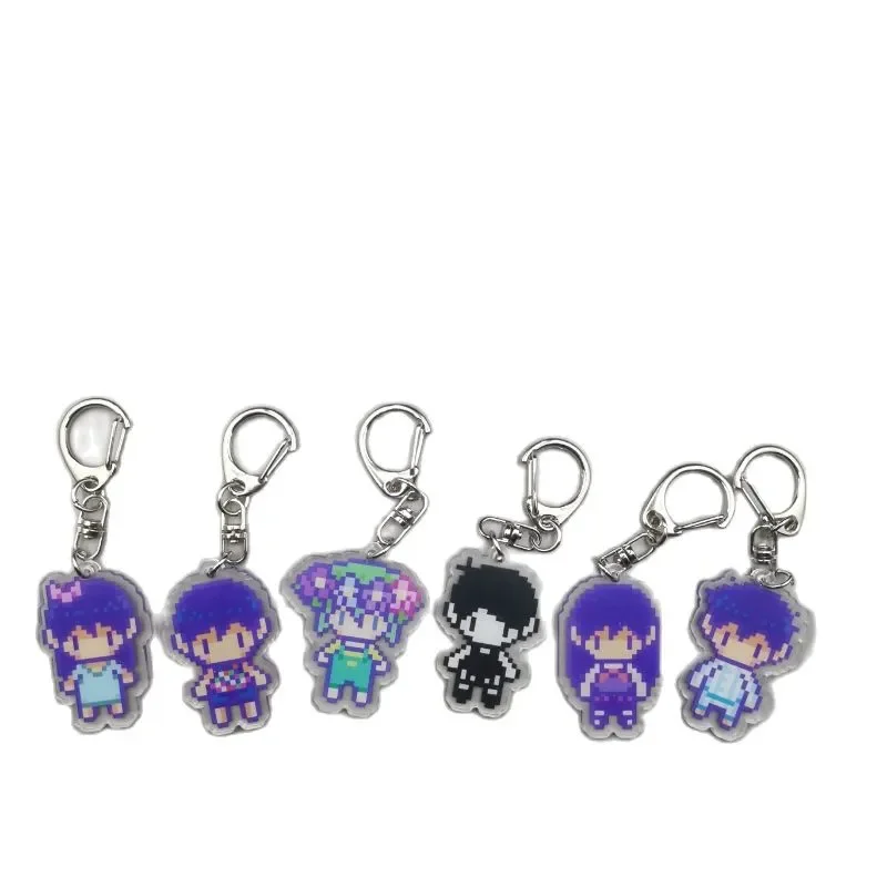 4cm Fun New And Cool Pixel Acrylic Omori Game Keychain Bag Car Keyring Anime Pendant Accessories Student Gift Kel Basil smile