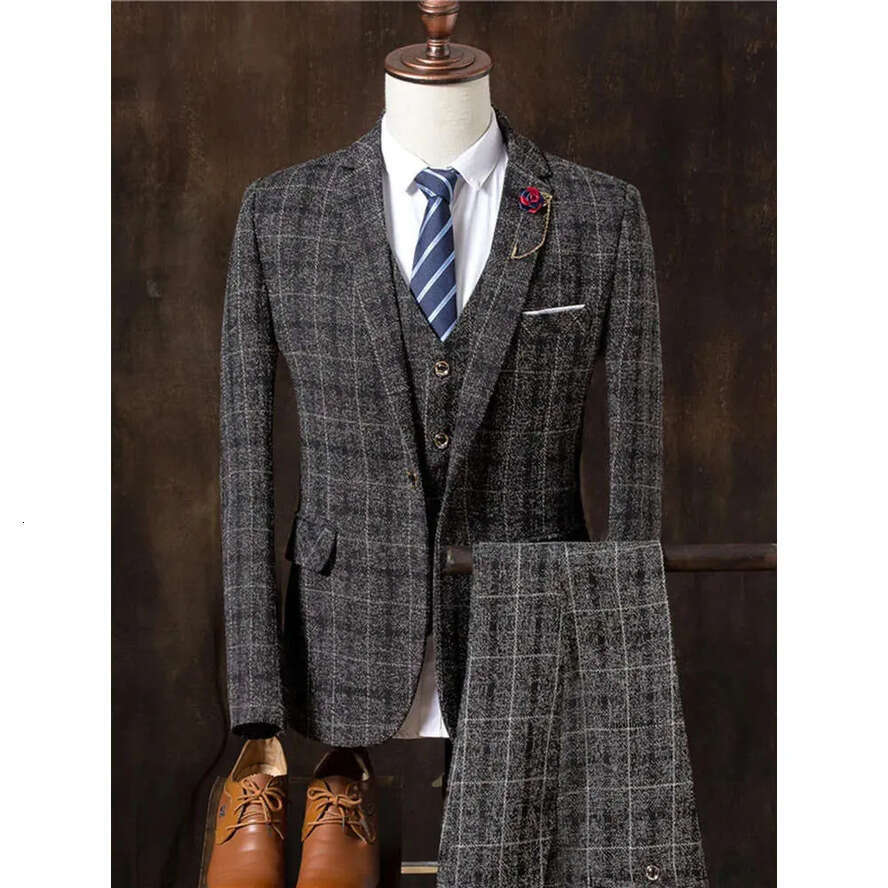 Pieces Three Men Suits Business Casual Tuxedos Cotton Slim Fit Groom Party Coat Tailored Work Wear Wedding Suit