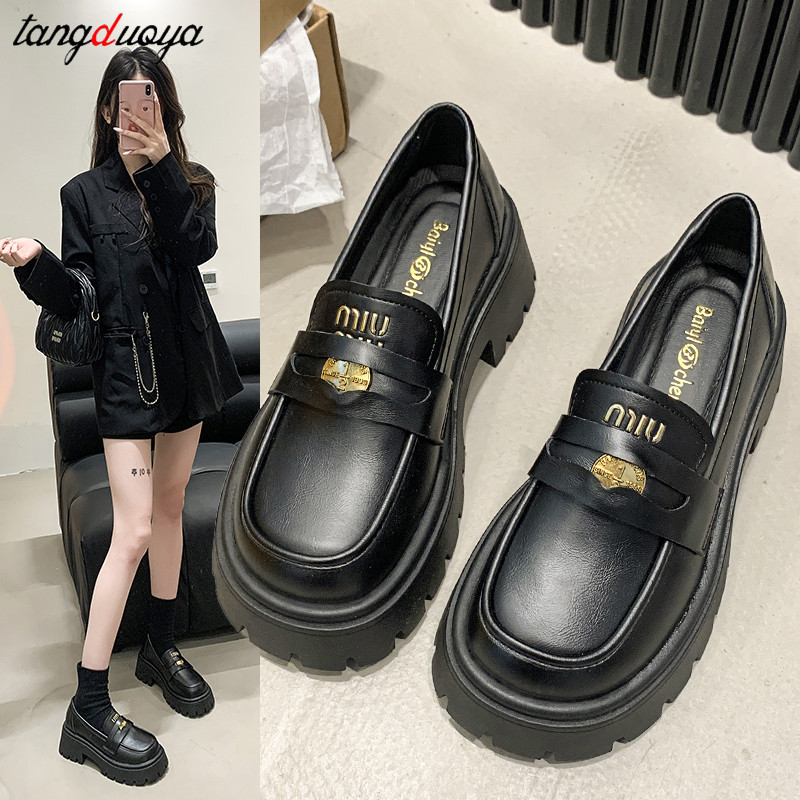 Mary Janes Shoes Women Platform Heels Lolita Shoes Women's College JK Uniform shoes Women's Classics Round Toe Single Shoes