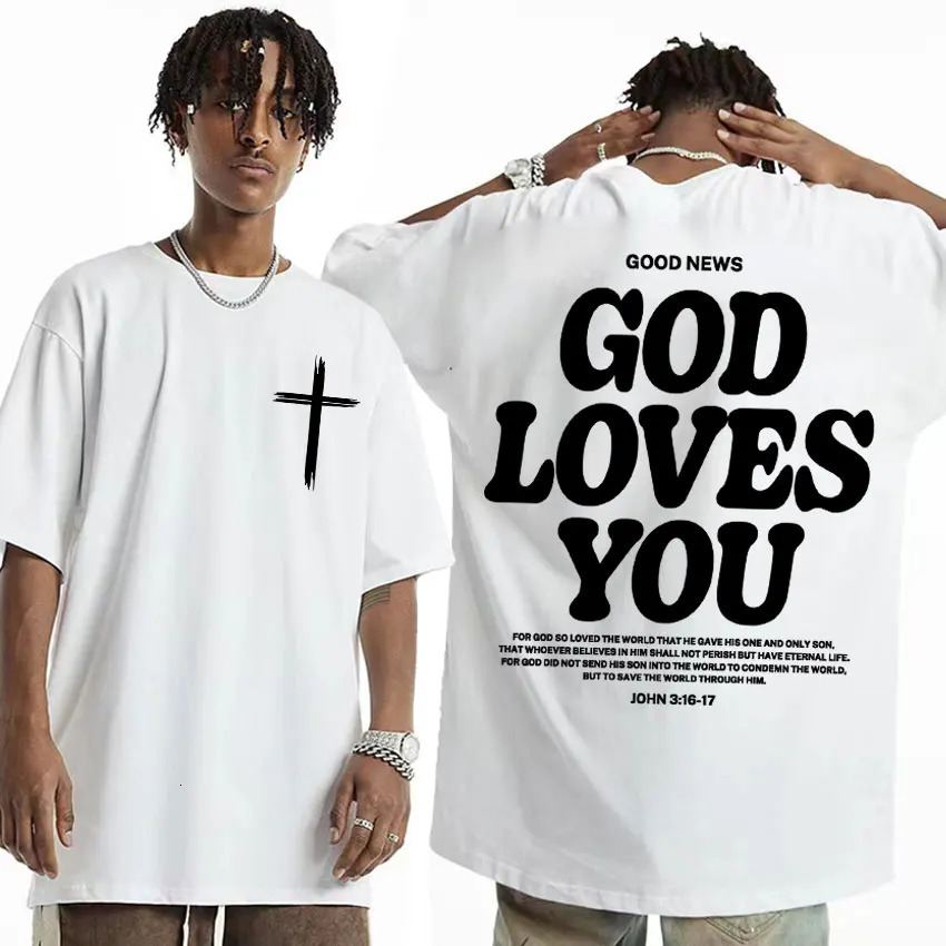 Living Proof of A Loving God Letters Print T Shirts Inspirational Christian Apparel Shirt Men Oversized ONeck Tshirt 241112