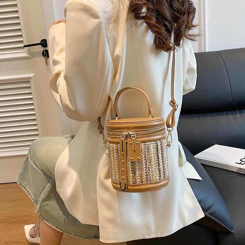 Drawstring Bucket Casual Women's Fashion Woven Bag Elegant Crossbody Summer zhanyishengli