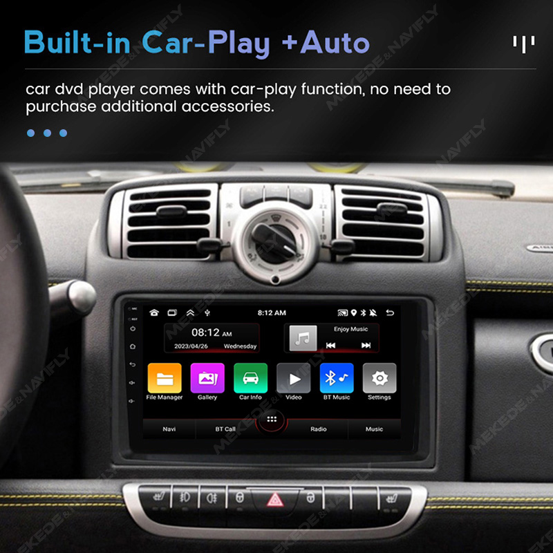 MEKEDE Android System for Smart Fortwo W451 2006~2009 Stereo Car Radio Video Wifi Carplay Multimedia Screen 2 Din 9" Head Unit