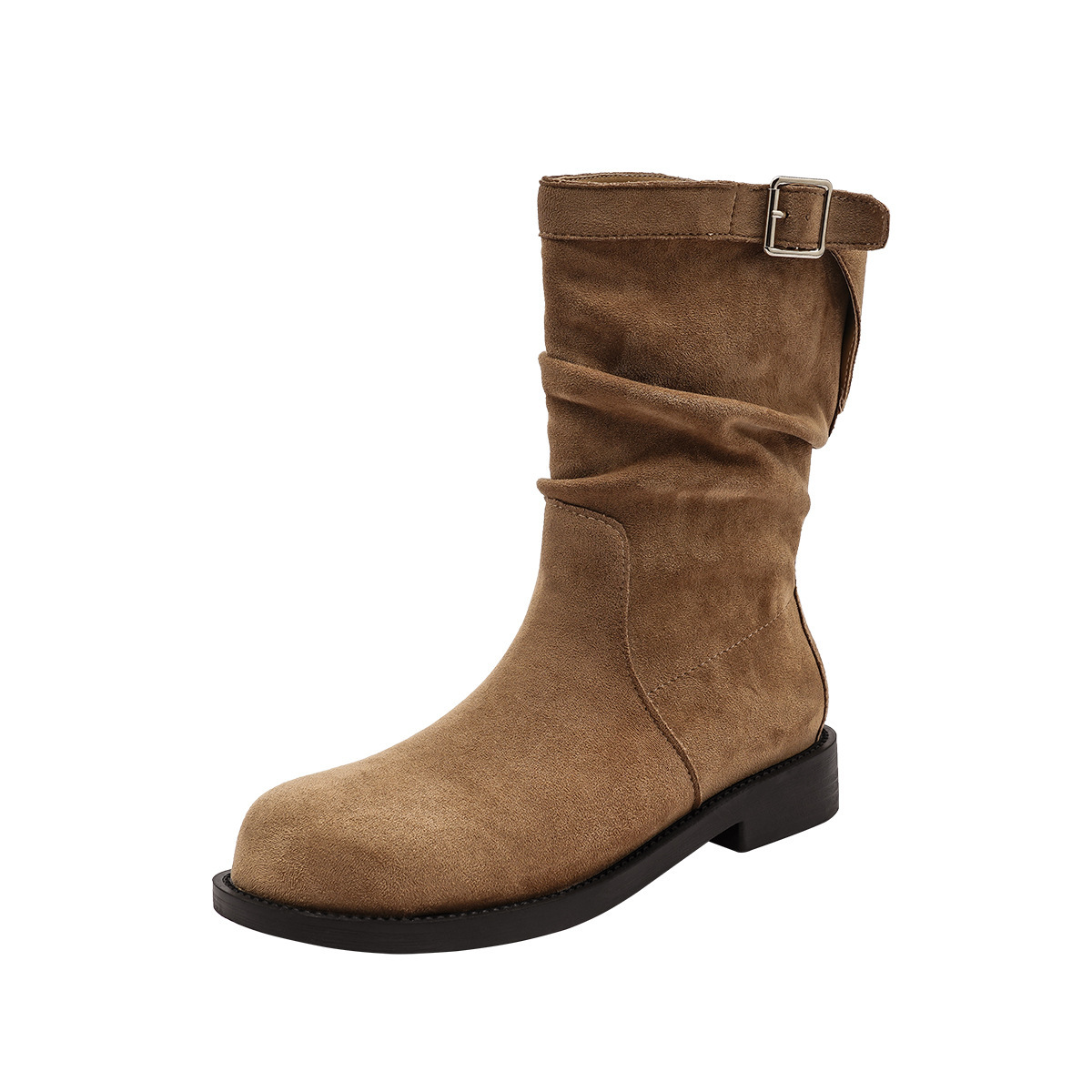 Women's Boots:Fashion Simple Style Design Sense Round Toe Martin hot Boots Thick Sole Retro Increase Height Versatile,Brown/Apricot,Free shipping