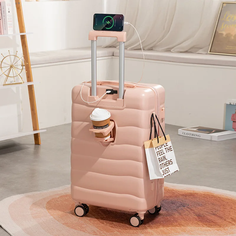 Candy Color Suitcase New Multifunctional Ddmysmile Trolley Box 24-Inch Small Fresh Travel Suitcase Ladies Light Lage ddmysmile Universal Wheel Smile