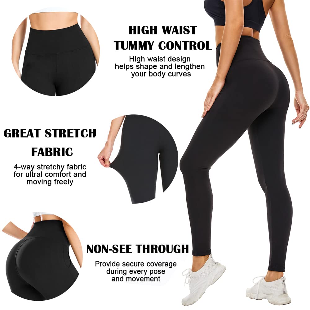 High Waisted Leggings for Women Buttery Soft Stretchy Full Length Tummy Control Workout Yoga Running T Shaped Pants Plus Size 25 Inch Inseam