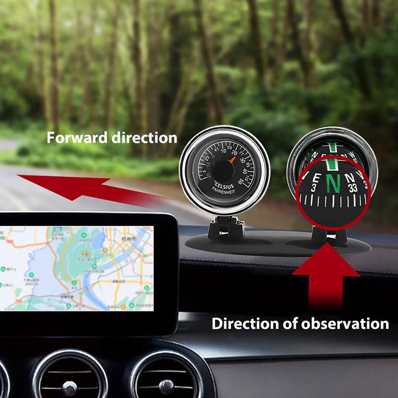Car Compass with Temperature Tester Multifunctional Clear Scale auto Guide Ball Multifunctional Dashboard Ornaments for vehicles