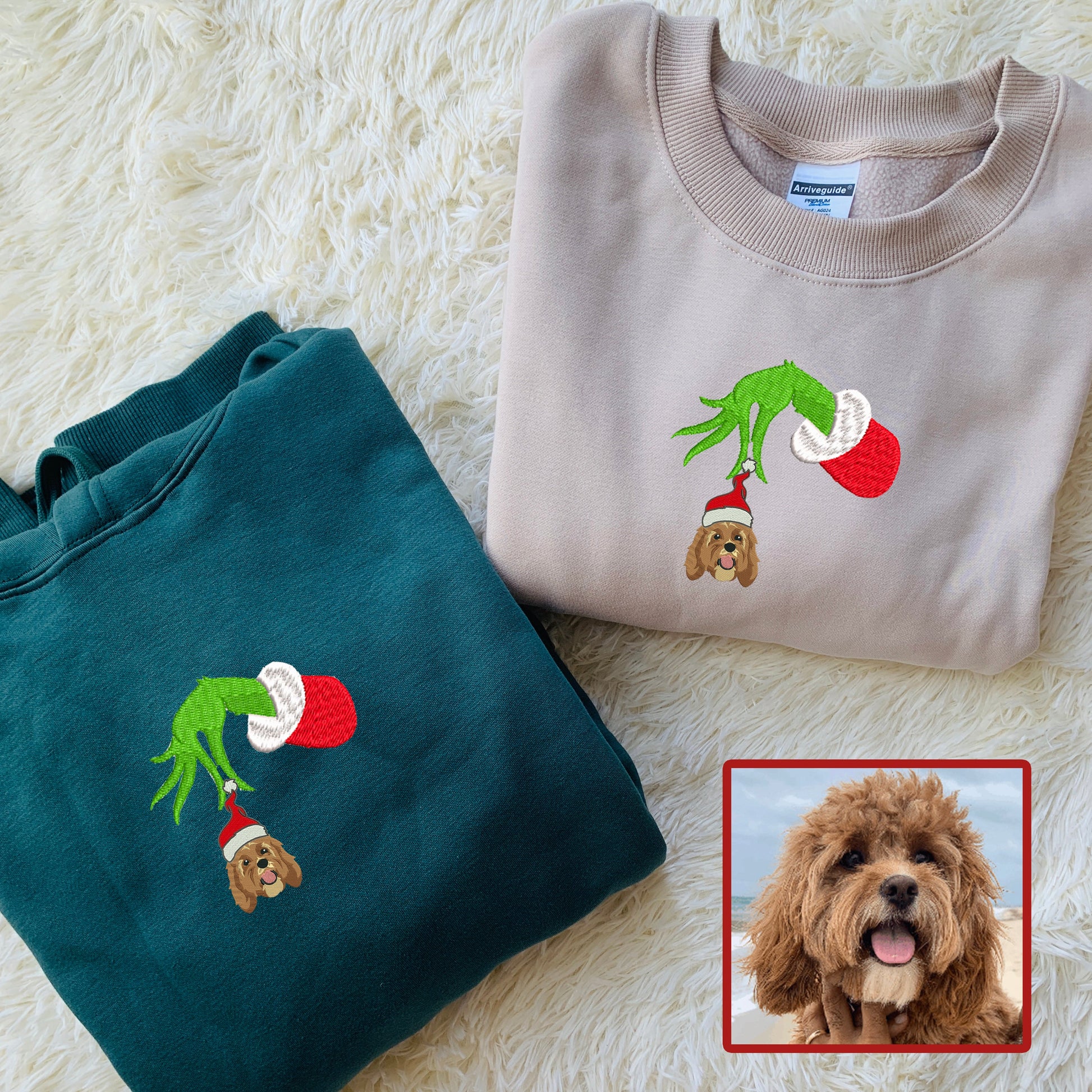 Personalized Embroidered Christmas The Pet Dog Cat Hoodie Sweatshirt