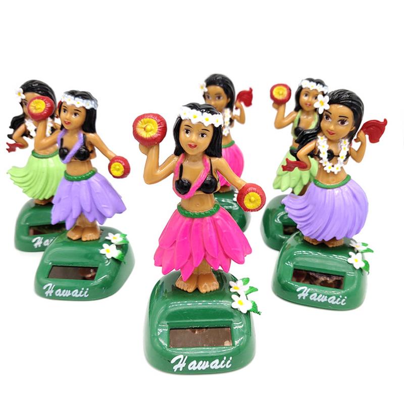 Solar Dashboard Hawaii Dancing Girl Car Dashboard Decorations Dancing Figure Toy Hawaiian HulaShaking Head Dancer Ornaments