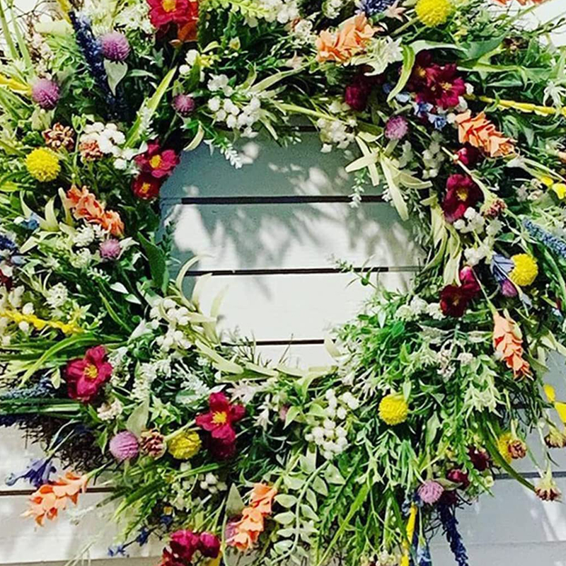 Artificial Flower Wreath Spring Summer Wildflower Door Decor Dried Flower Buttercup Plant Immortal Flower Wedding Party 40cm
