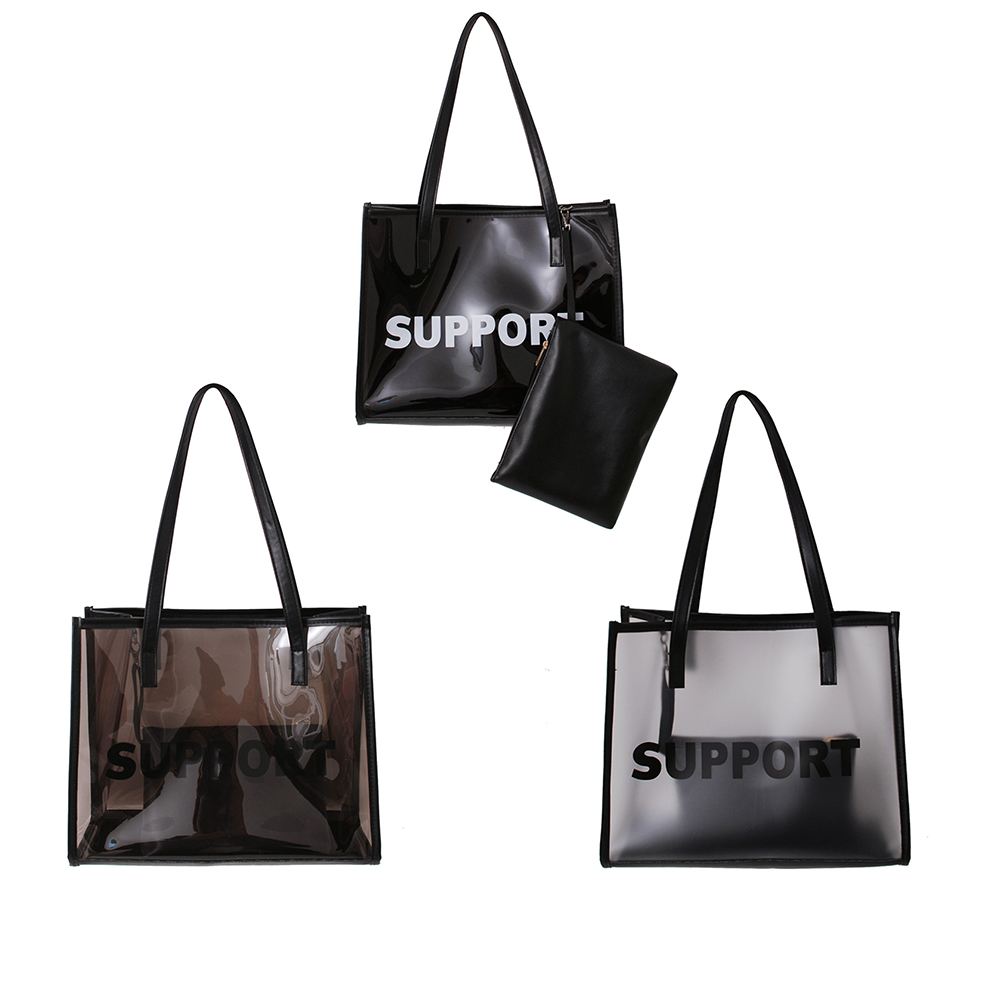 Transparent Handbag Women Pouch Composite Bags Stylish Large Tote Underarm Bag smile
