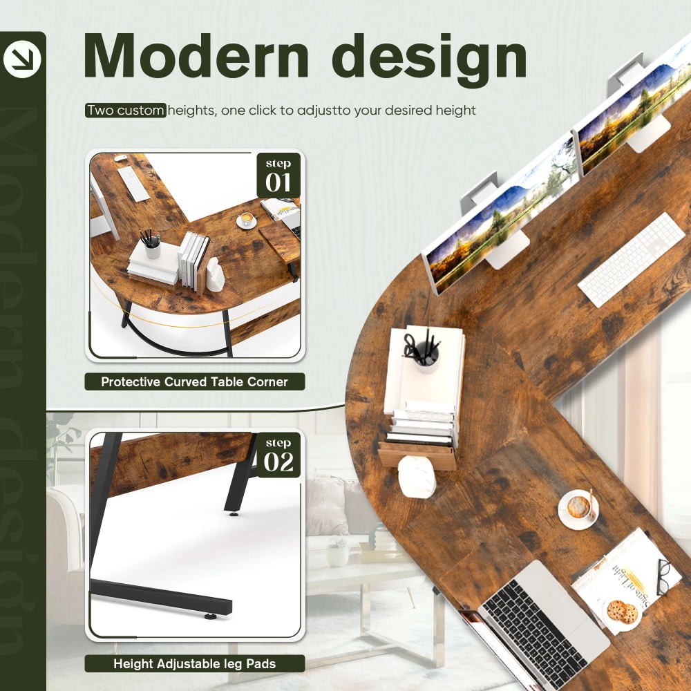 Computer Offices L-Shaped Computer Desk Modern Corner Desk with Small Table Desks Laptop Office Furniture Free Delivery