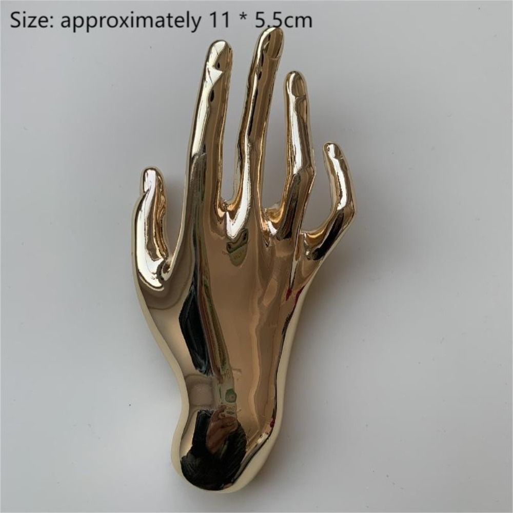 Large Metal Brooch Punk Unique Golden Hand-shaped Shawl Clip Silvery Smooth Palm Brooch Women