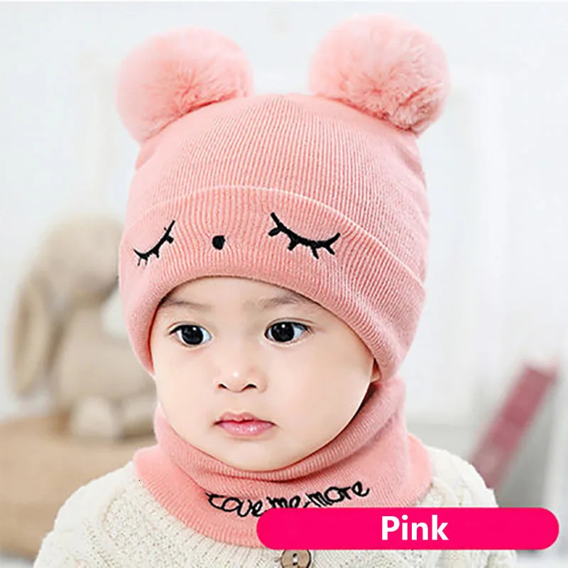2Pcs/Set Cartoon Bear Cat Baby Hat Scarf Set Winter Warm Knitted Baby Boys Girls Hat Bonnet Infant Toddler Kids Caps Beanie 241112