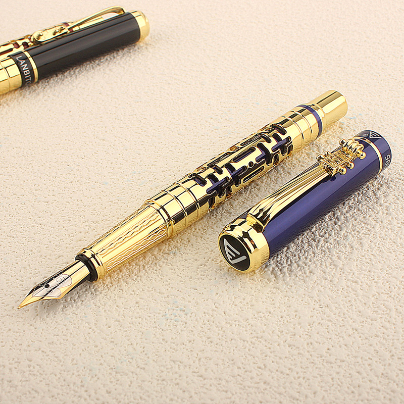 Luxury New Hollow Out EF/F/M Nibs Black Fountain Pen Gift Pen Ink Pens