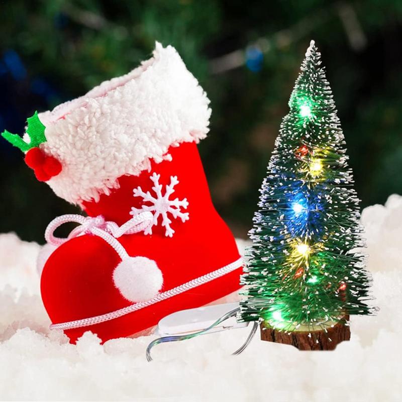 Tree Christmas Mini 3pcs Desktop LED Christmas Tree Desktop Ornament For Bedroom Bookshelf Garden Kids Room Dorm And More smile