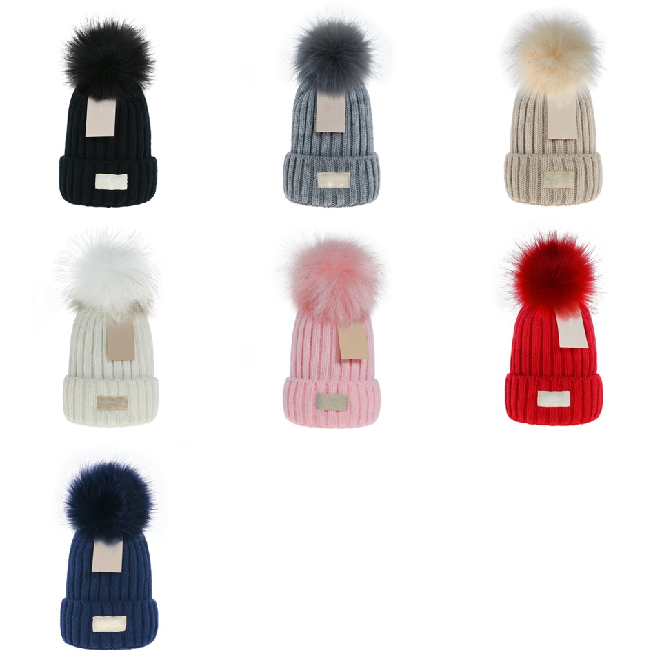 Women Knitted Caps 7 Colors Big Hairy Balls Warm And Soft Beanies Brand Crochet Hats Wholesale