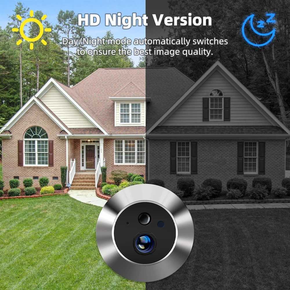 Doorbells Tuya Smart 3MP 140 Wide View Angle Mini Digital Peephole Eye Viewer WiFi IR PIR Detection Doorbell Door Camera Alexa Google z241113