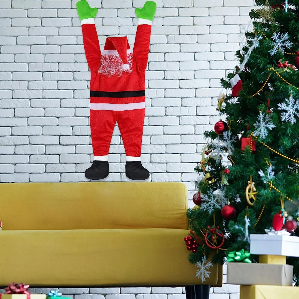 Christmas decoration Hanging Santa Claus plush suit climbing window balcony roof Chimney Holiday Decorations 241108