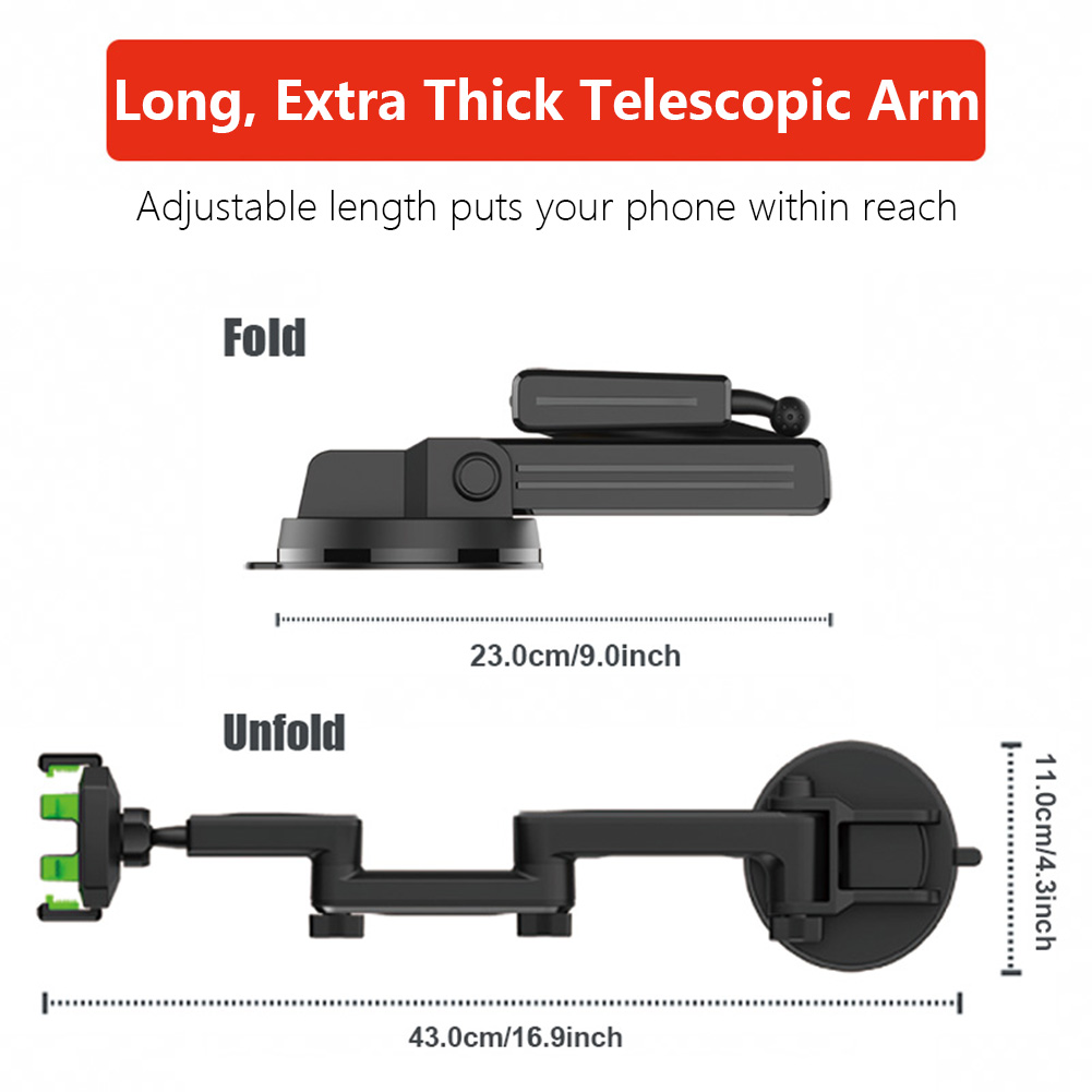 Universal Truck Cellphone Mount Mobile Phone Holder Stand Adjustable Long Arm Windshield Mobile Phone Mount for iPhone
