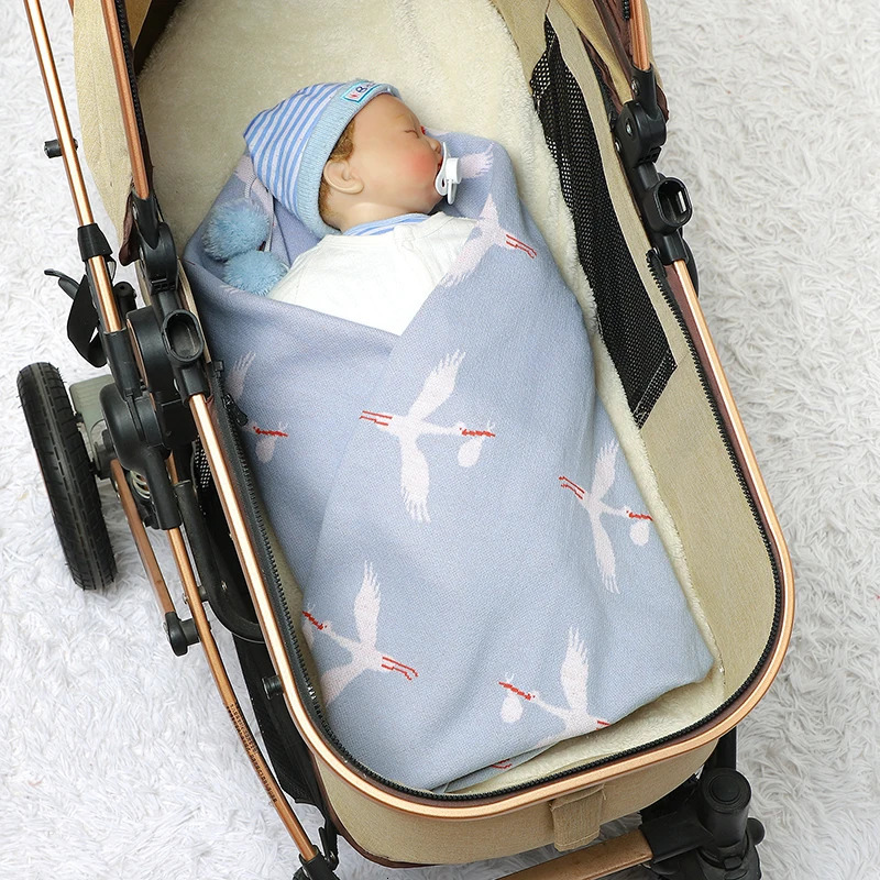 Cotton Baby Blankets Knit born Girl Boy Bedding Quilt 90*70CM Plaid Infant Stroller Swaddling Cute Wild Goose Soft Breathable 241112