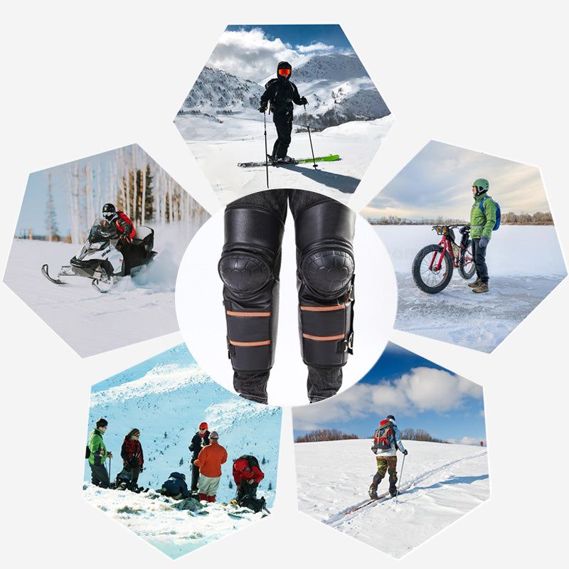 Motorcycle Warm Knee Pads PU Winter Riding Windproof Thickened Electric Bike Riding Leg Protector Kneepad Leg Protective