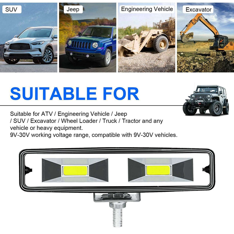 Work 2X LED 6Inch 48W Light Bar Spot FLOOD Lamp Offroad Driving Fog 4WD For Jeep Truck ATV SUV UTE Boat smile