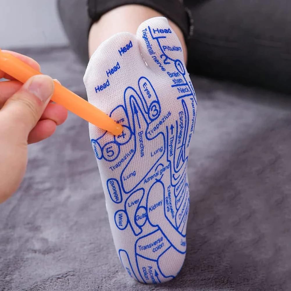 1/2/3 Pairs Reflexology Foot Massage Socks with Massage Tools Acupressure Foot Massage Socks English Charts Reflexology Socks