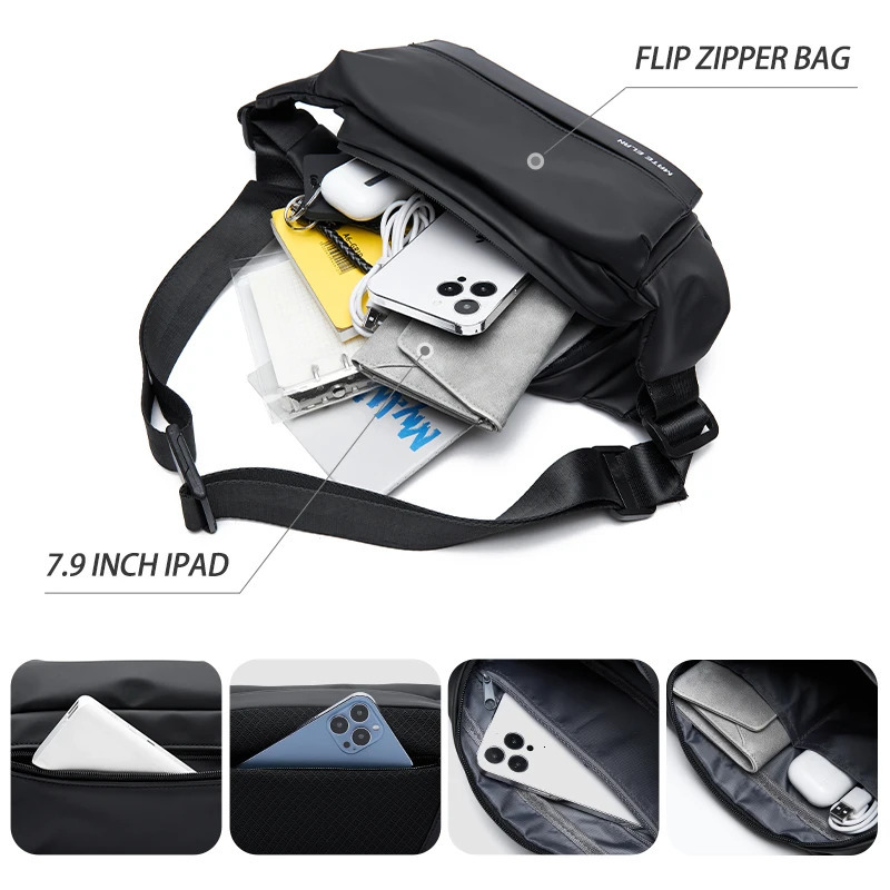 Men Crossbody Chest Bag Sling Lightweight n Outdoor Casual Sport Shoulder PVC Leather 241111
