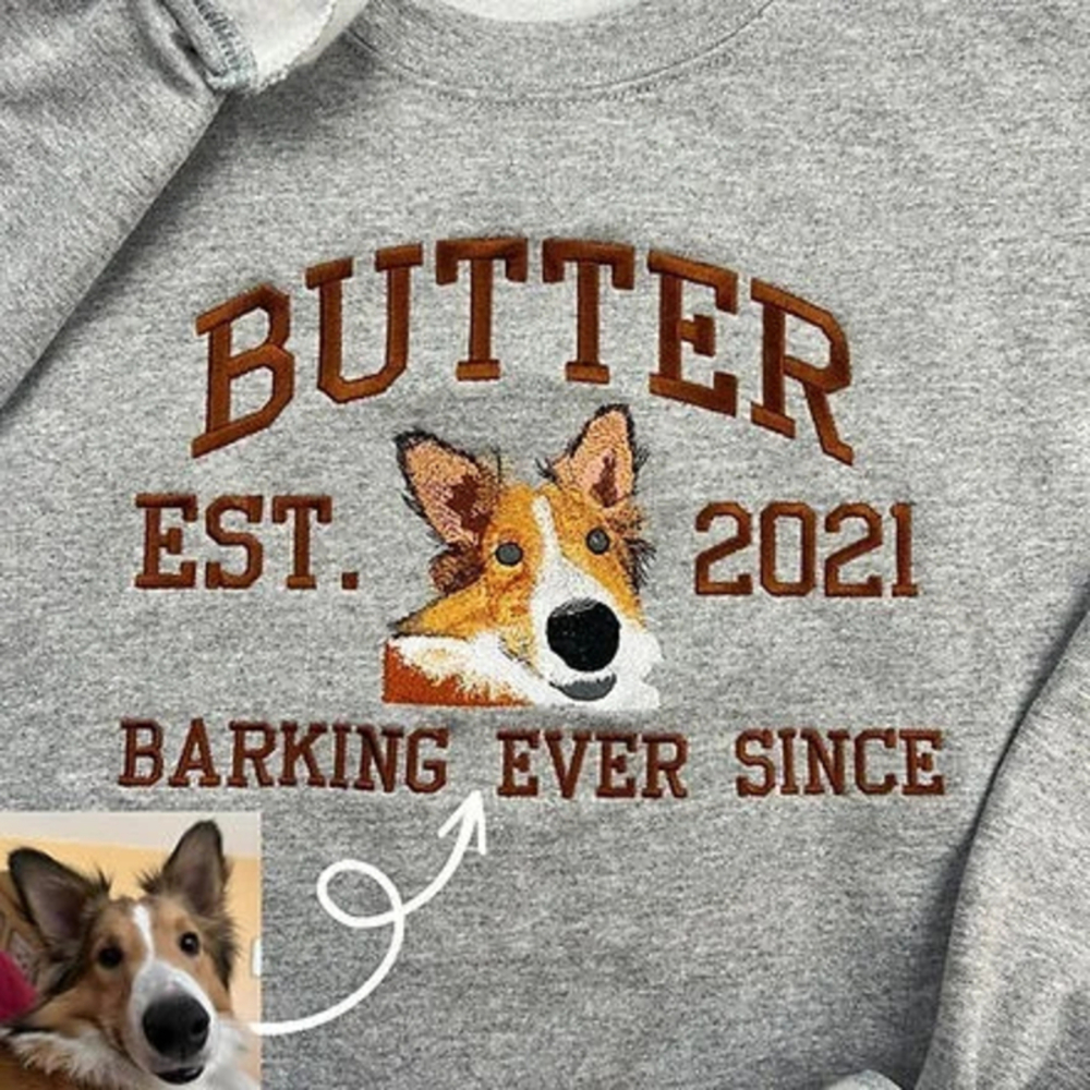 Personalised Embroidered Face and Name Sweatshirt Christmas Gift for Pet Lover