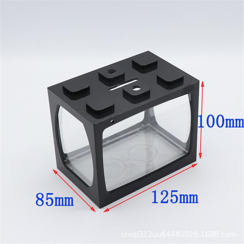 Mini Transparent Desktop Fish Tank With Light Portable Aquarium Fish Keeper Fishbowl For Office Landscape Building Blocks Tank